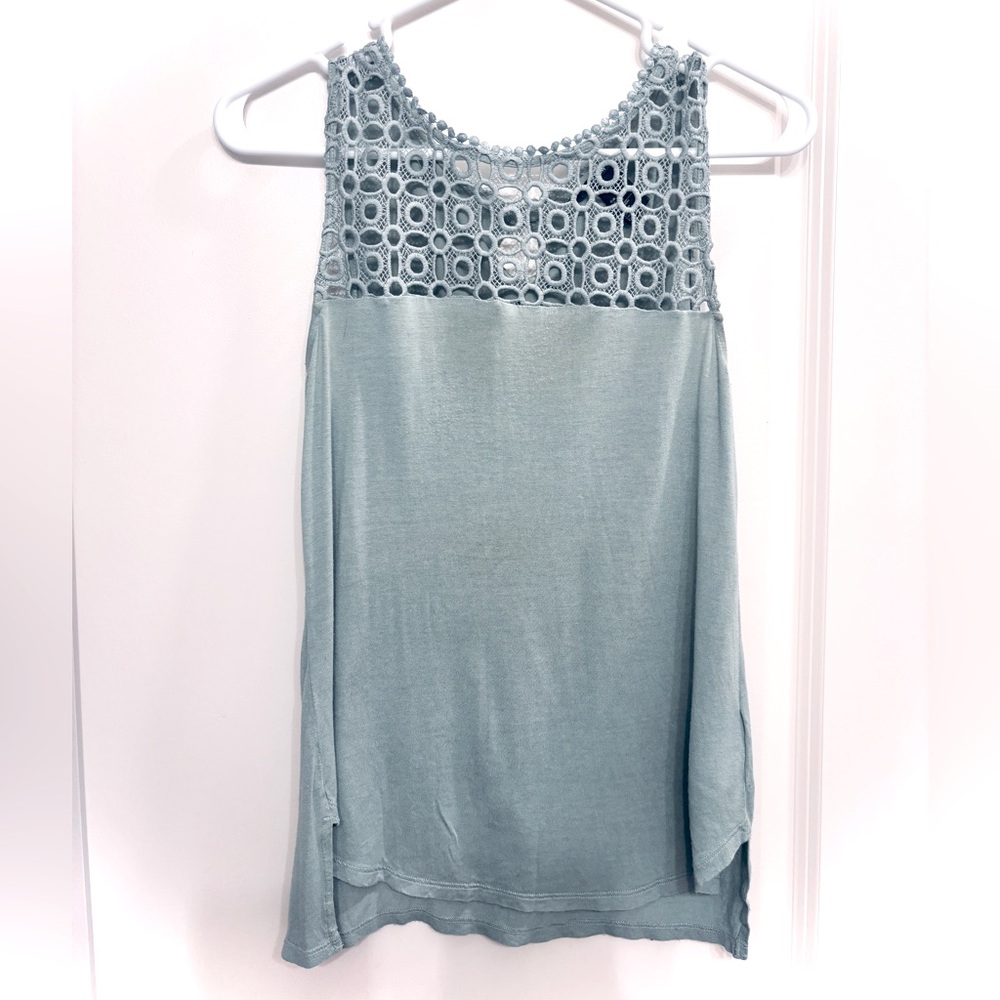 Blue Crochet Sleeveless Tank Top